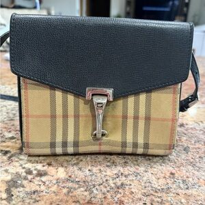 Burberry Black and Tan Plaid Crossbody Bag